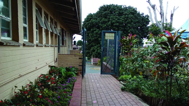 A garden path beside the Home